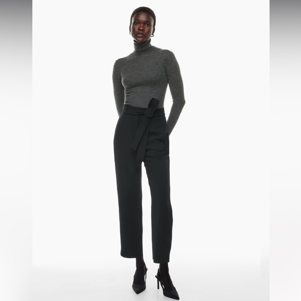 NWOT Wilfred Tie-Front High-Rise Pant - Black Japanese Crepe Trousers - Size 2